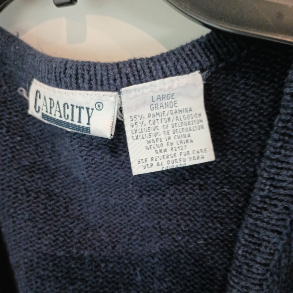 Capacity Women's Navy Farm Scene Knit Vest - Picture 3 of 6